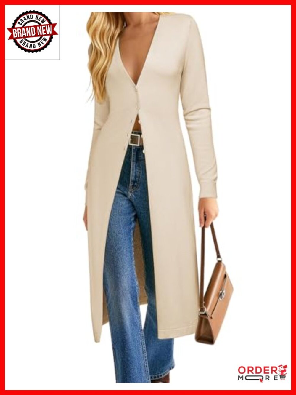 Womens Long Cardigan Lightweight Knit Duster Coat Button Up